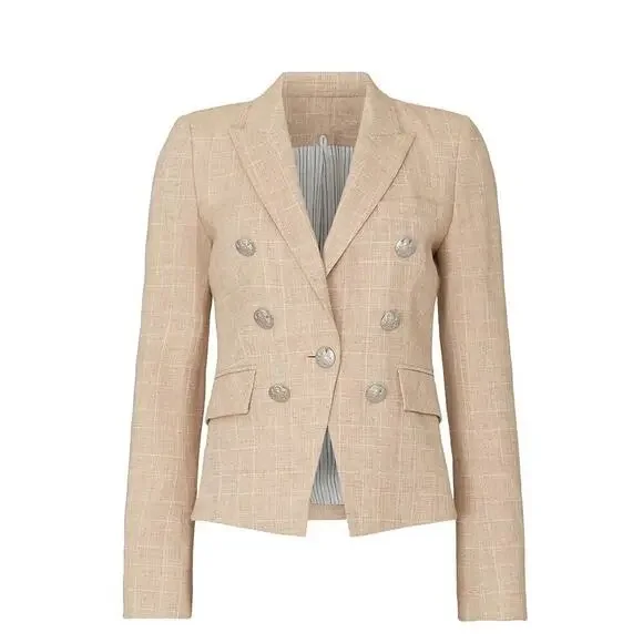 Veronica Beard Diego Dickey Jacket/Blazer Muted Plaid Tan/Cream Size US 0 - Picture 2 of 10